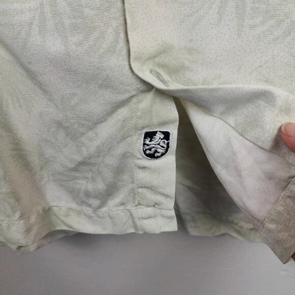 Nat Nast Button Up Shirt Mens Large Cream Green Silk Cotton Blend Camp Hawaiian - Picture 4 of 7